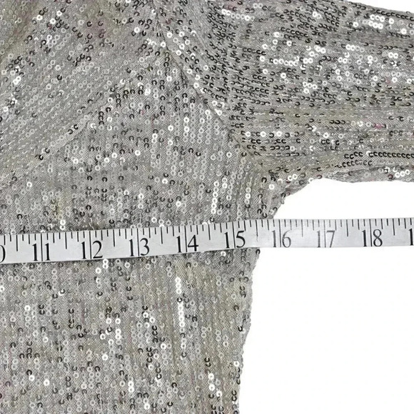 Bella Barnett Gold Metallic Sequins Dress Evening Sexy Formal One Shoulder Med - Picture 9 of 12